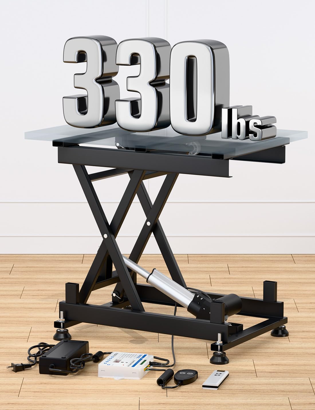 DIHOOL Electric Scissor Lift Table 330Lbs, 210-580MM,8-23in Height Adjustable Lifting Platform