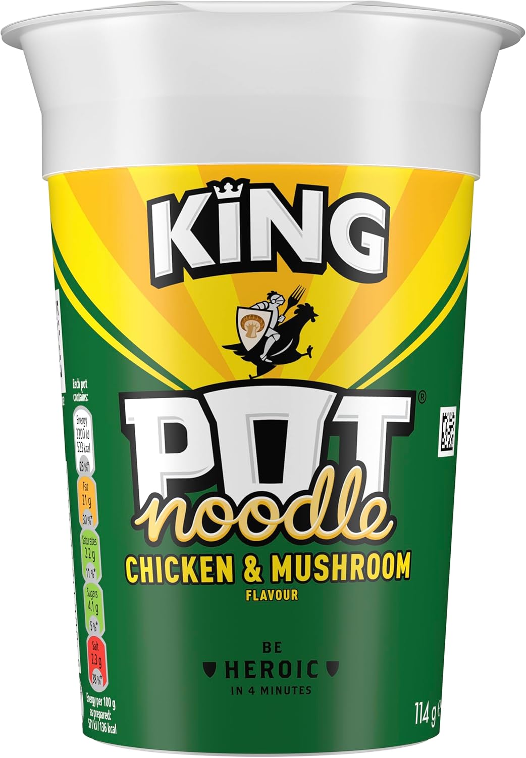 Pot Noodle Chicken & Mushroom King Pot Noodle instant vegetarian snack quick to make noodles 114 g