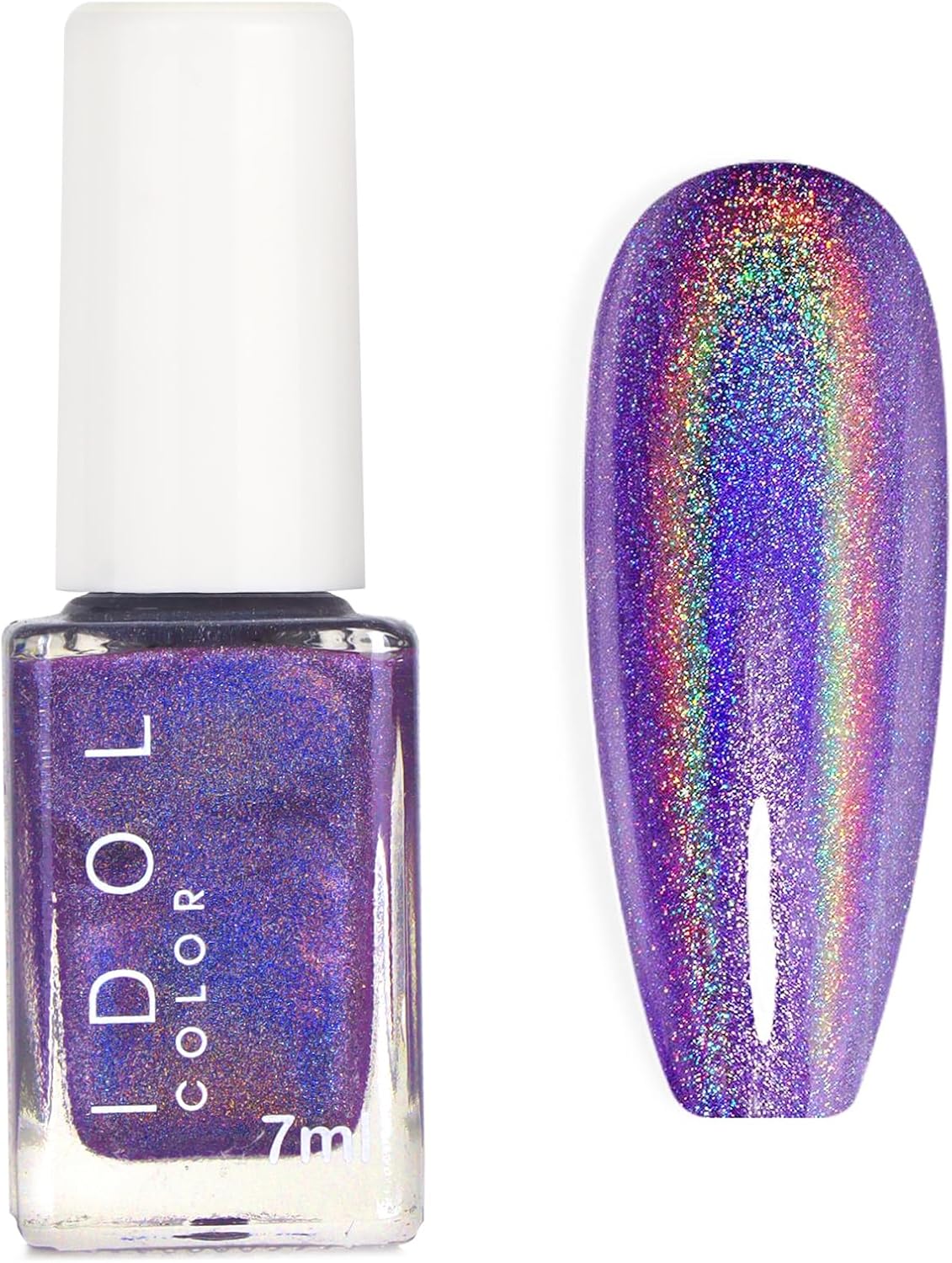 Holographic Nail Polish - Glitter Purple Nail Polish Quick Dry - Shimmer Shiny Chrome Nail Varnish - Magic Colour Change Iridescent Nail Varnish And No Need Lamp Cure