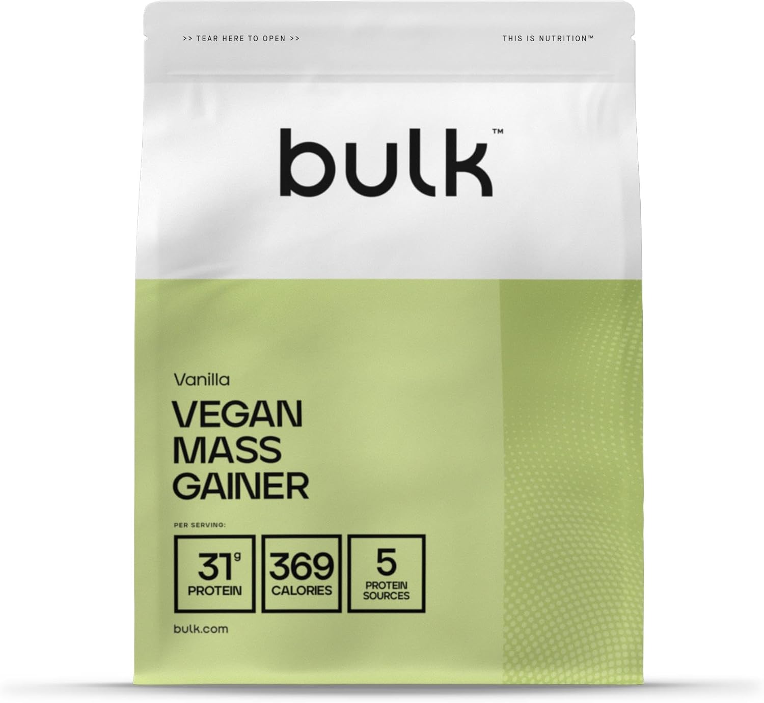 Bulk Vegan Mass Gainer, Plant Based Protein Powder, Weight Gainer, Vanilla, 2.5 kg, 25 Servings, Packaging May Vary