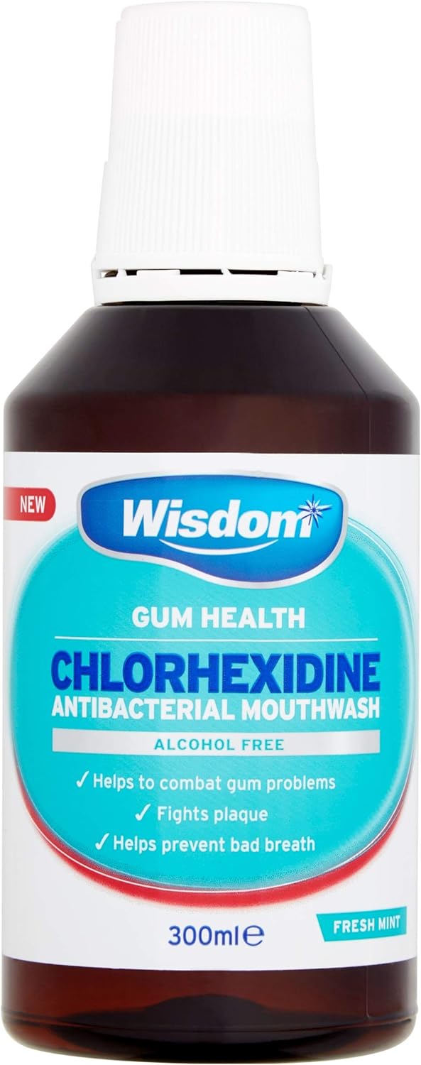 Wisdom Chlorhexidine Mouthwash - Fresh Mint - Alcohol Free (2 x 300ml Bottles)