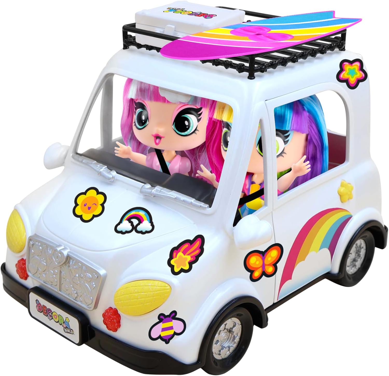 DECORA GIRLZ Dream Car - Rolling Wheels, Surfboard, Suitcase, Stickers, Kids 4+