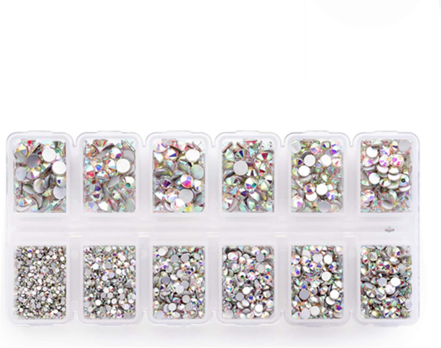 4200 Pieces Flat Back AB Rhinestones for Craft, Round Crystal Gems Stickers for Clothes, 1.5 mm - 4.8 mm, 6 Sizes