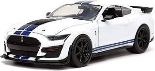 Jada Toys Bigtime Muscle 1:24 2020 Ford Mustang Shelby GT500 Die-cast Car Blue White Stripes, Toys for Kids and Adults