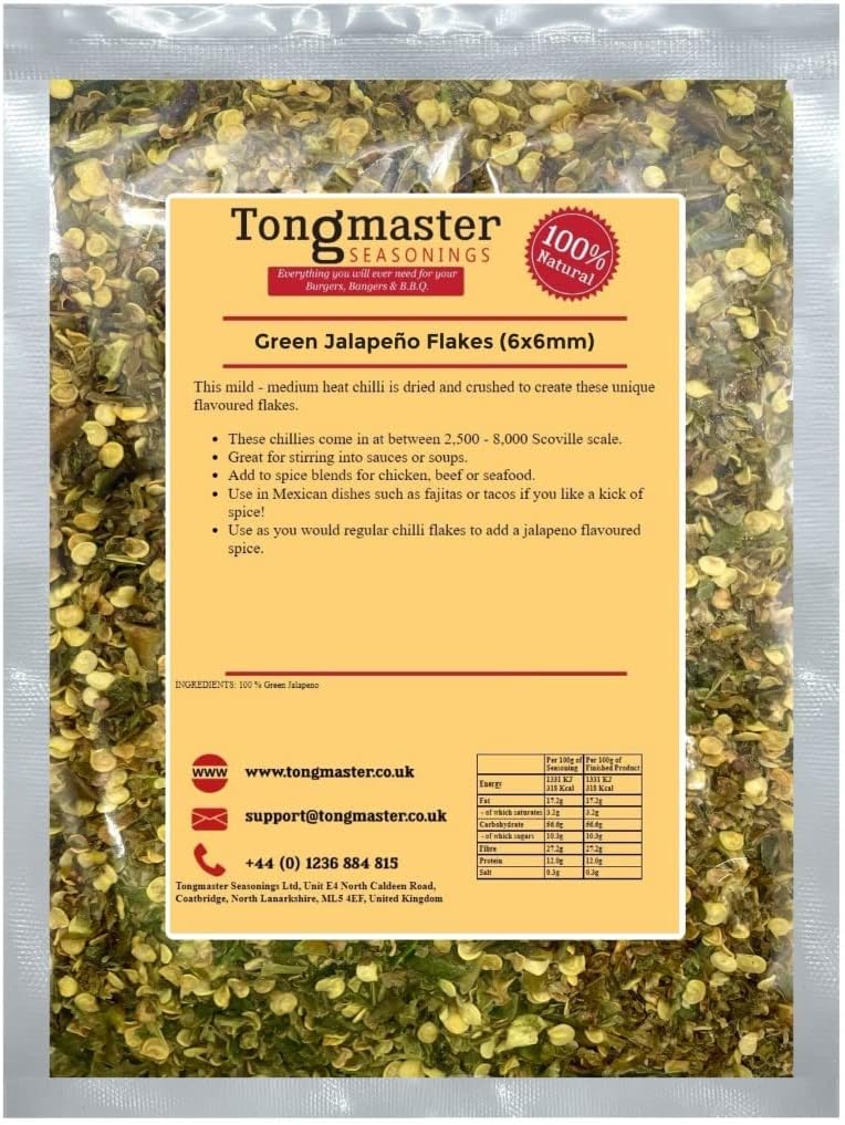 Green Jalapeno Flakes (6x6mm) - 100g