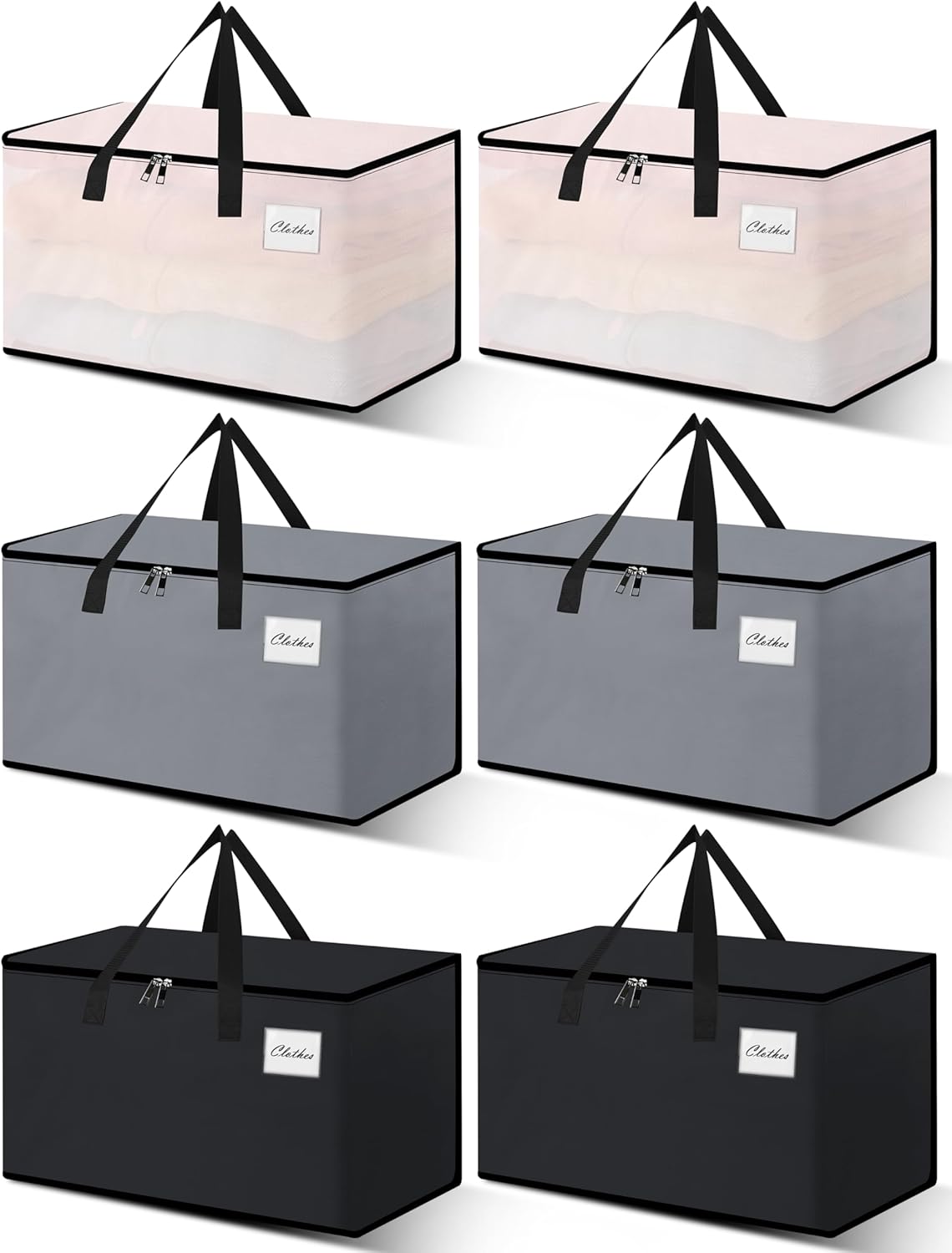 Heavy Duty Moving Bags - Extra Large Packing Bags and Storage Totes, Collapsible and Foldable Option for Moving and Storage, Multicolored, 93 L - 6 Pack
