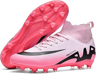Mens High-Top Soccer Cleats Womens Turf Football Shoes Boys Girls Lightweight Youth Professional Indoor Outdoor AG Black Purple Pink SFDHYLSFED