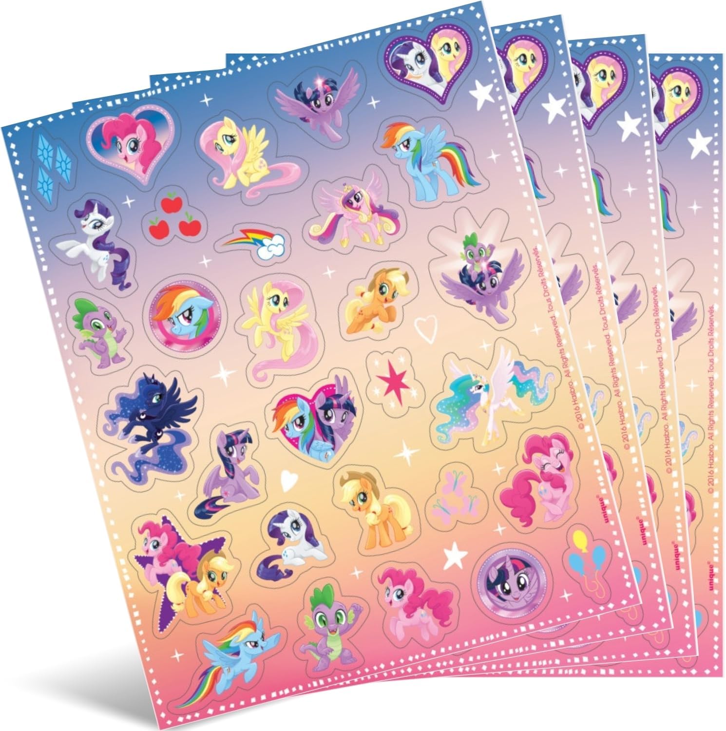 Unique Industries My Little Pony Sticker Sheets - Assorted Designs, 4 Pcs