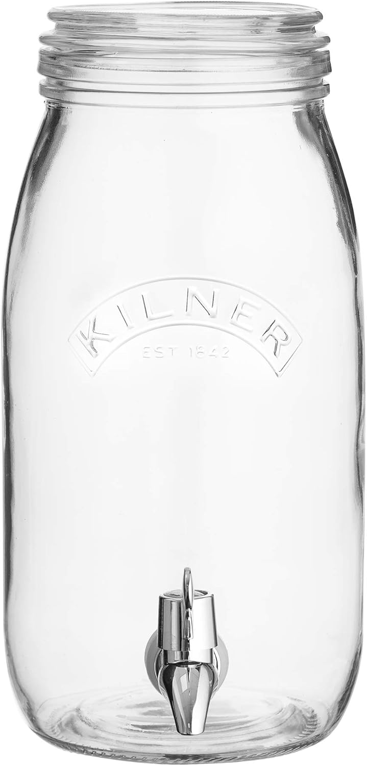 Kilner 3 Litre Glass Storage Jar with Dispensing Tap Ideal for Daily Water Intake, Infused Drinks, and Cocktails Perfect for Home Hosting, Parties & Buffets