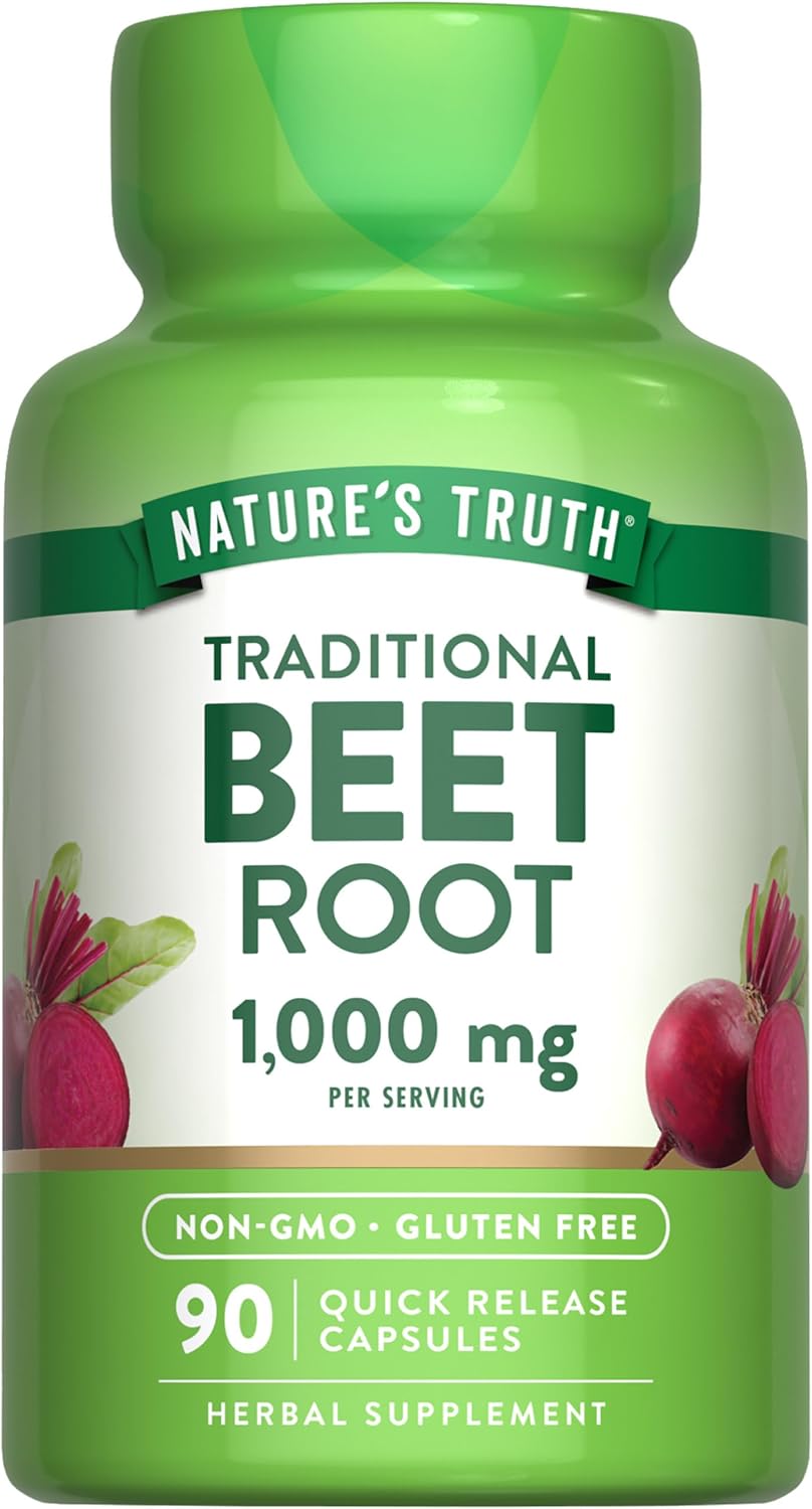 Nature's Truth Beet Root Capsules | 1000mg | 90 Pills | Herbal Extract | Gluten Free & Non-GMO Supplement