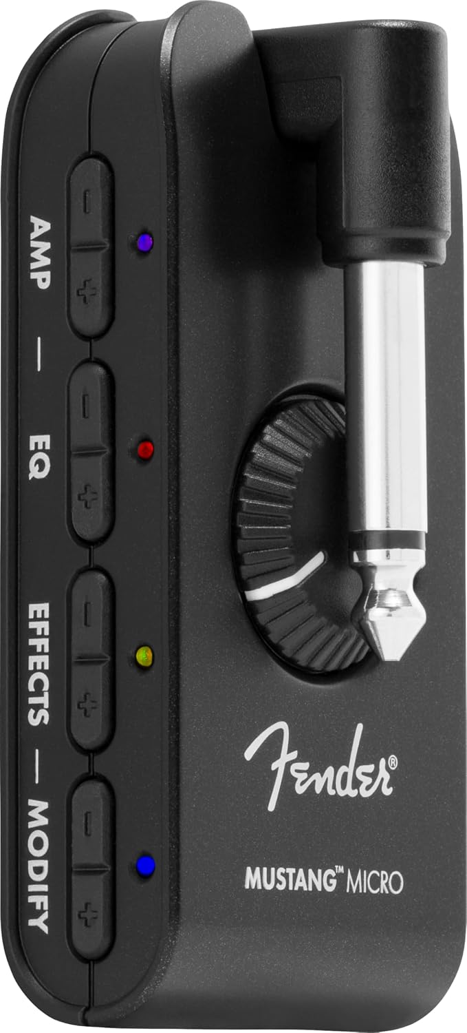 Fender Mustang Micro Guitar Amp, Ultimate All-In-One Headphone Amp with 12 Amp Models, 12 Effects, Bluetooth Audio Streaming, Adjustable EQ, and USB Rechargeable Battery