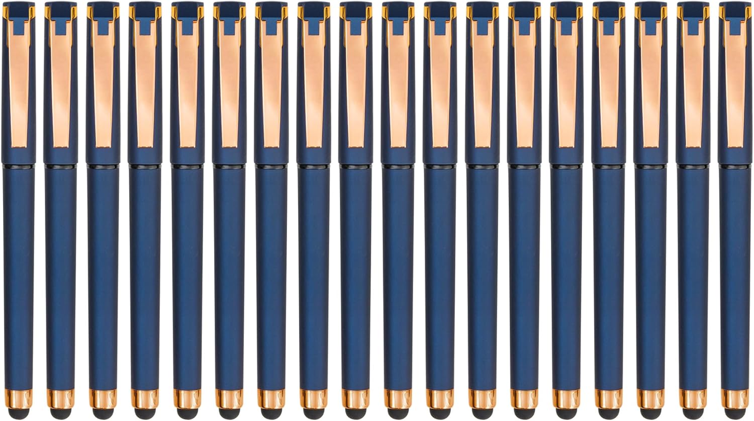 Linbsunne Black Gel Pens 0.7mm Medium Point Pen Office Pens 2-in-1 Stylus Pens for Touch Screens Gel Ink Rollerball Pens for Writing (18 Pack-blue)