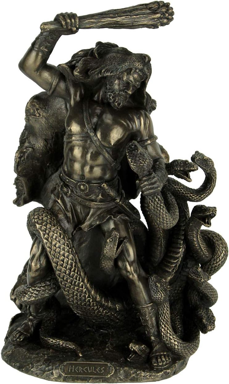 Veronese Design 9 Inch Slaying of Hydra Second Labor of Hercules Greek Roman Monster Battle Hero Heracles Antique Bronze Finish Statue