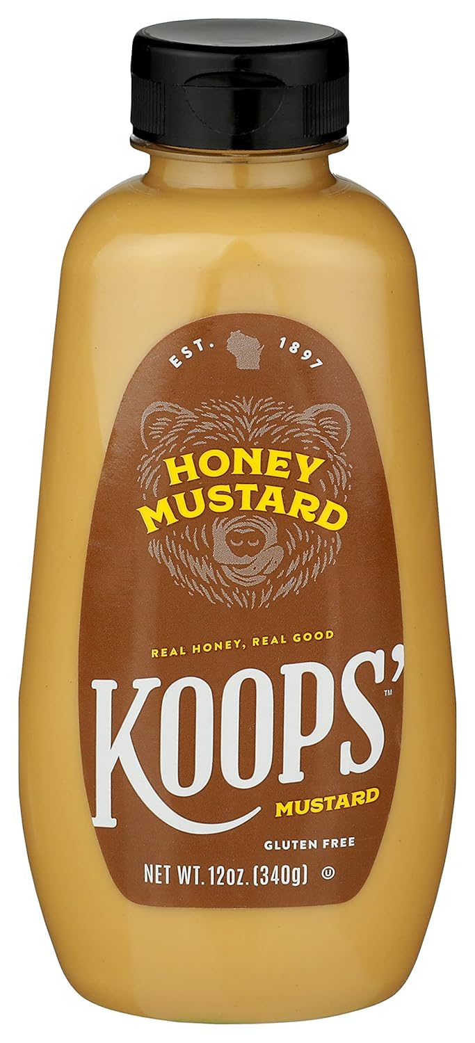 Koops' Honey Mustard – Gourmet Mustard, Gluten-Free, Kosher, Made in USA, From Quality Mustard Seeds, Honey Mustard Sauce – 12 Oz, Pack of 1