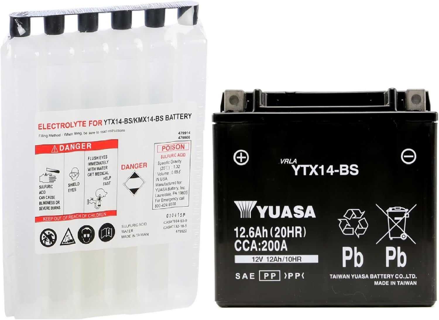 YUASA YTX14-BS Battery for Honda FL 400 R PILOT 1989-90