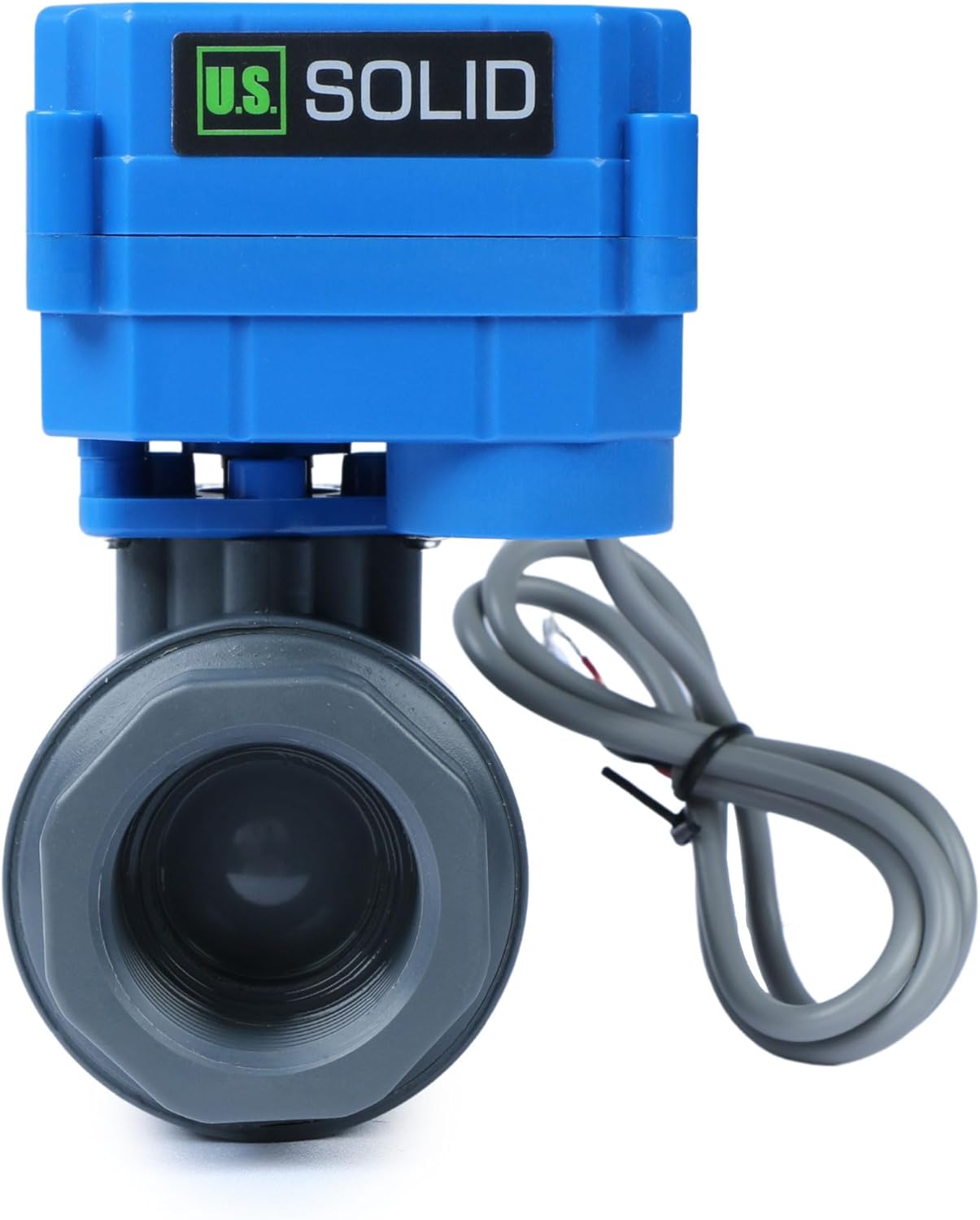 U.S. Solid 1" UPVC Motorised Ball Valve - 9-36V AC/DC Plastic Electrical Ball Valve, 2 Wire Auto Return, Normally Closed, Full Port