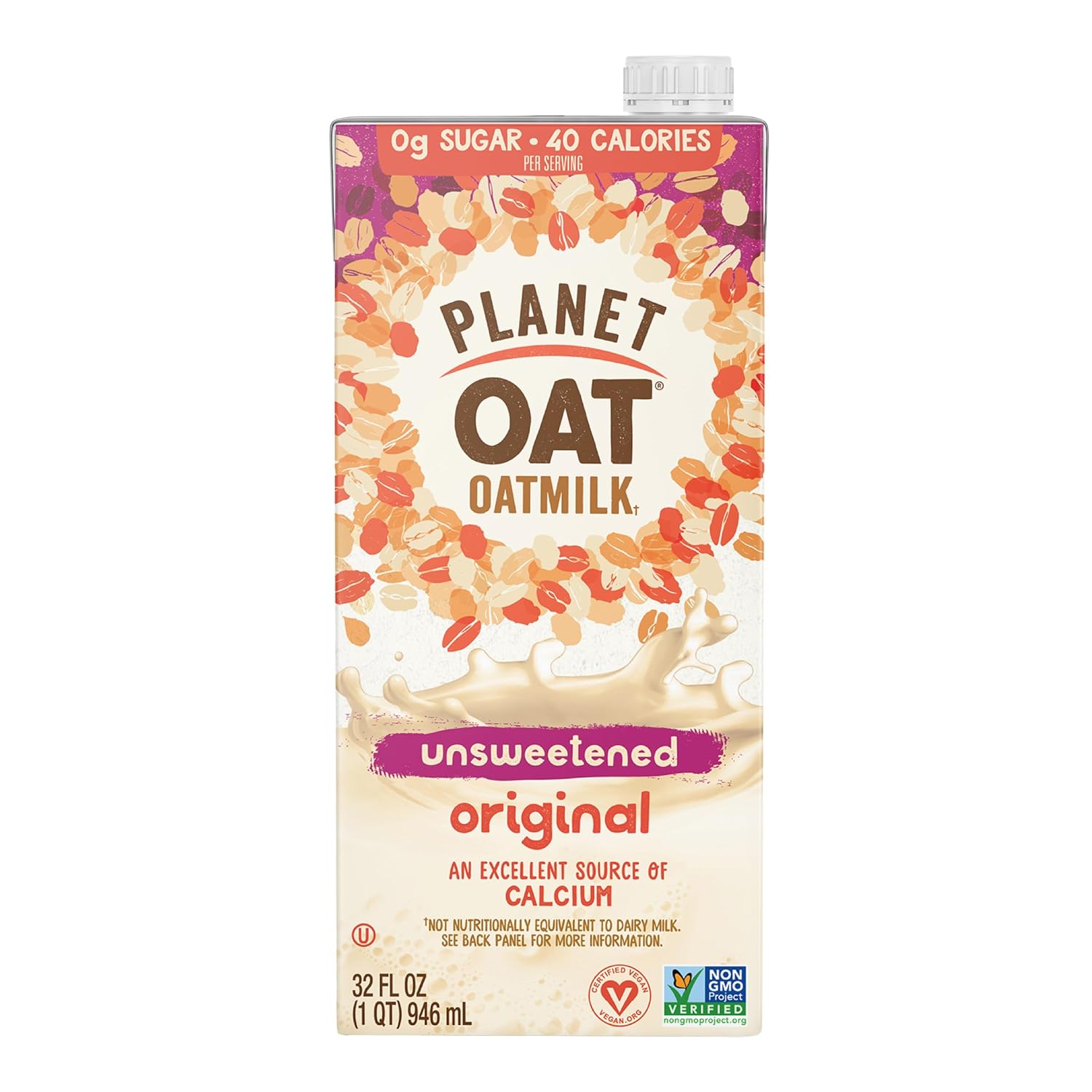Planet Oat Oatmilk, Unsweetened Original 32 oz (Pack of 6), Lactose Free, Dairy Free, NonGMO, Planet Oat Oat Milk