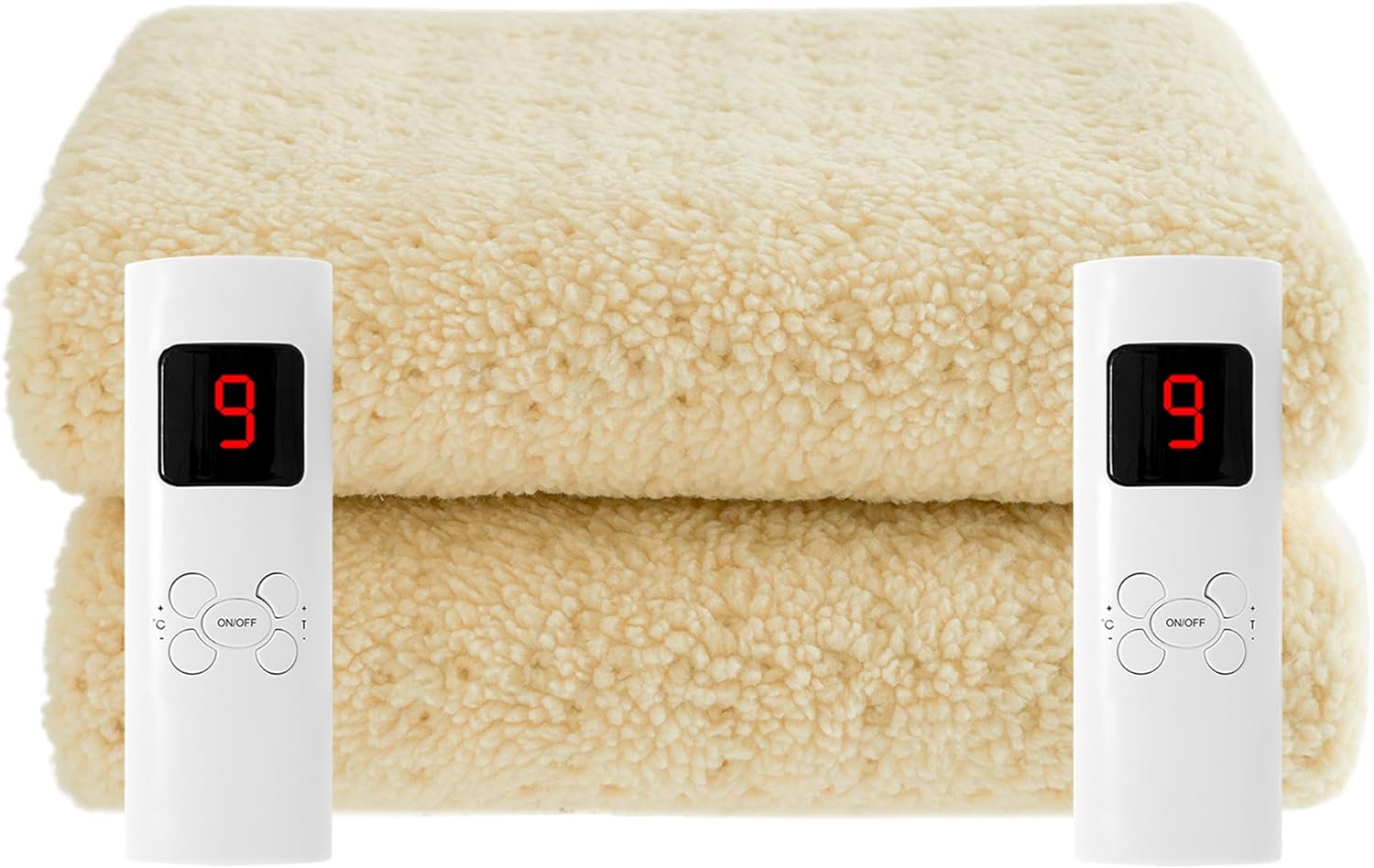 Sweet Dreams Electric Heated Blanket King Size Mattress Cover, Soft Fleece, 9 Heat And 9 Timer Settings Dual Controller Washable, Width 152cm x Length 203cm (King)