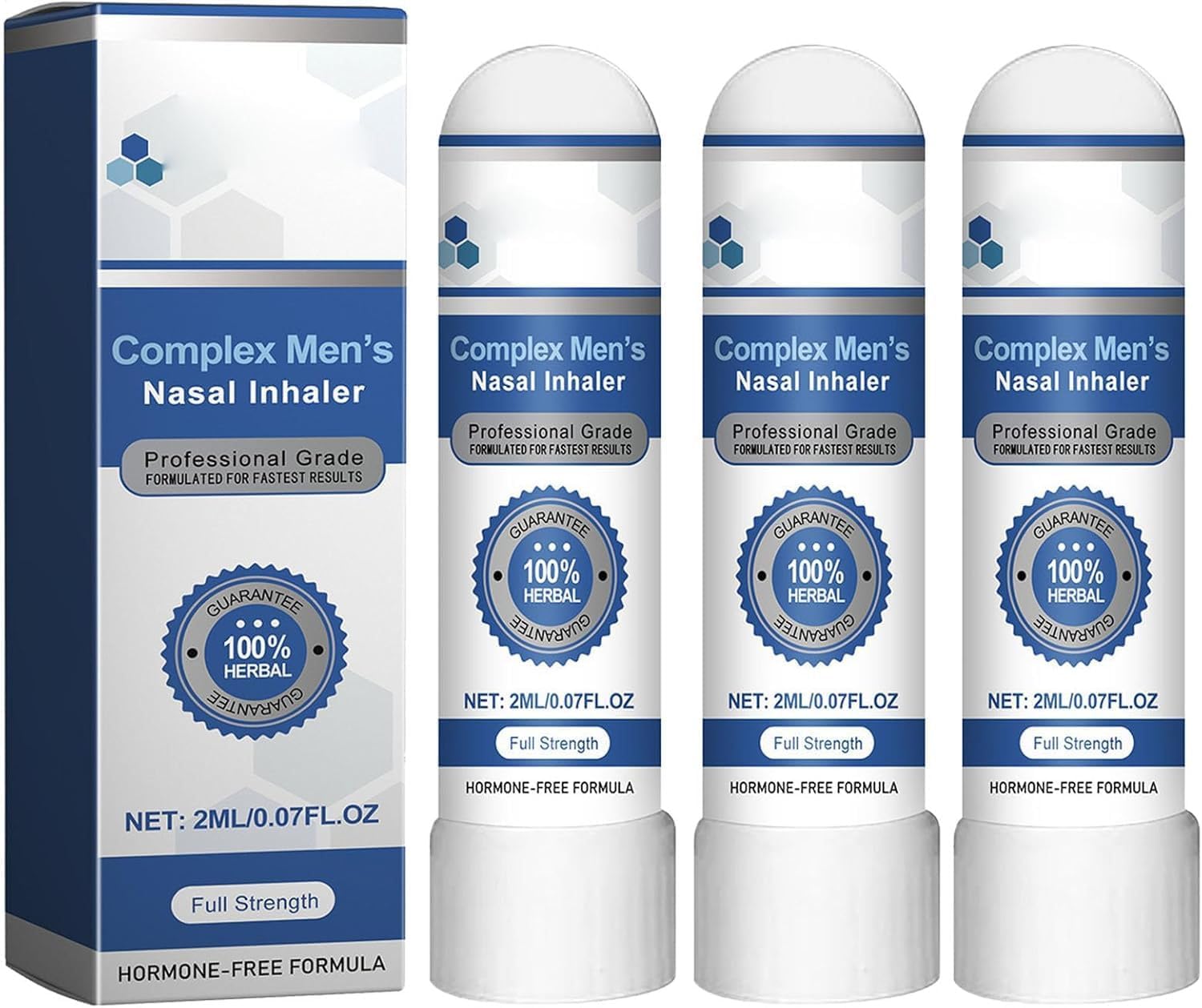 3pcs Complex Men's Nasal Inhaler - Natural Nasal Inhaler Stick, Restores Energy and Vitality, Portable Nasal Inhaler Stick, Provides Everyday Comfort for Driving Business Travel Work Commutes