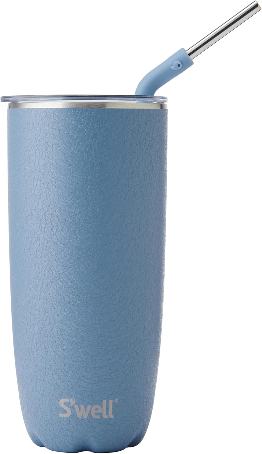 S'well Stainless Steel Tumbler with Straw and Slide-Open Lid, 700ml, Desert Sky, Triple Layered Vacuum Insulated Containers Keeps Drinks Cold for 18 Hours and Hot for 5, BPA Free