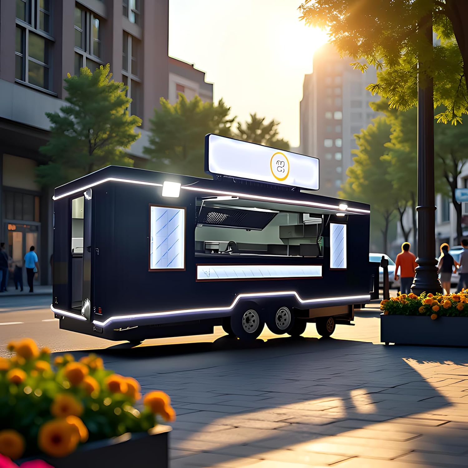 Mobile Food Truck with Kitchen and Refrigeration Food Trailers for Sale with Full Kitchen Fully Equipped Food Trailer Restaurant Truck Equipment Hot Dog Cart for Sales