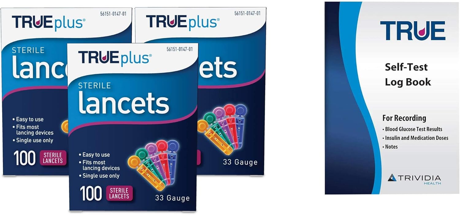 3 x 100ct 33g TRUEplus® Lancets + TRUEplus® Log Book