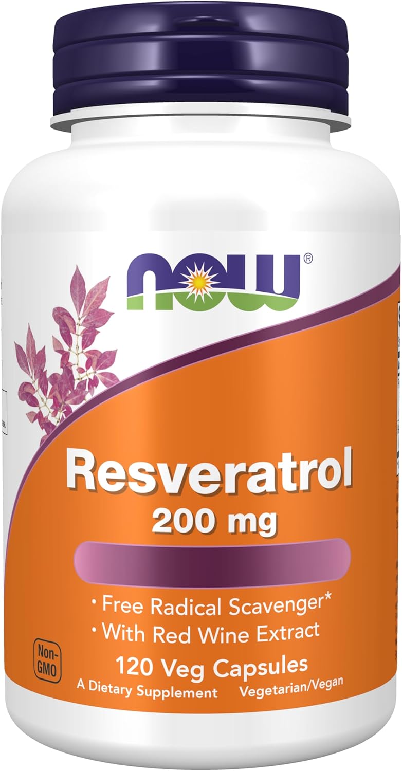 Now Foods, Resveratrol, 200mg, 120 Vegan Capsules, Lab-Tested, Soy Free, Gluten Free, Vegetarian, Non-GMO