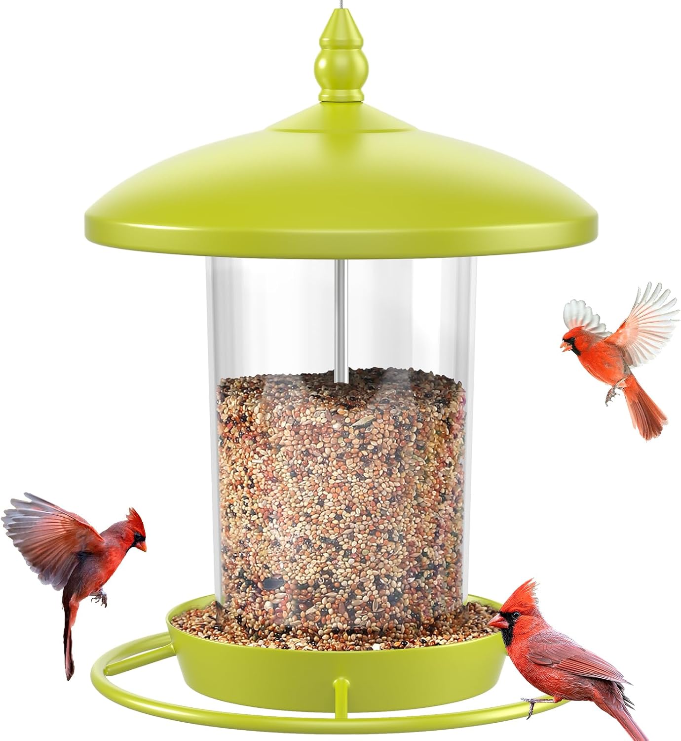 Bird Feeders for Outdoors Hanging, Metal Roof Design, Spacious Capacity, No Assembly Required and Easy to Fill