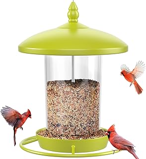 Bird Feeders for Outdoors Hanging, Metal Roof Design, Spacious Capacity, No Assembly Required and Easy to Fill