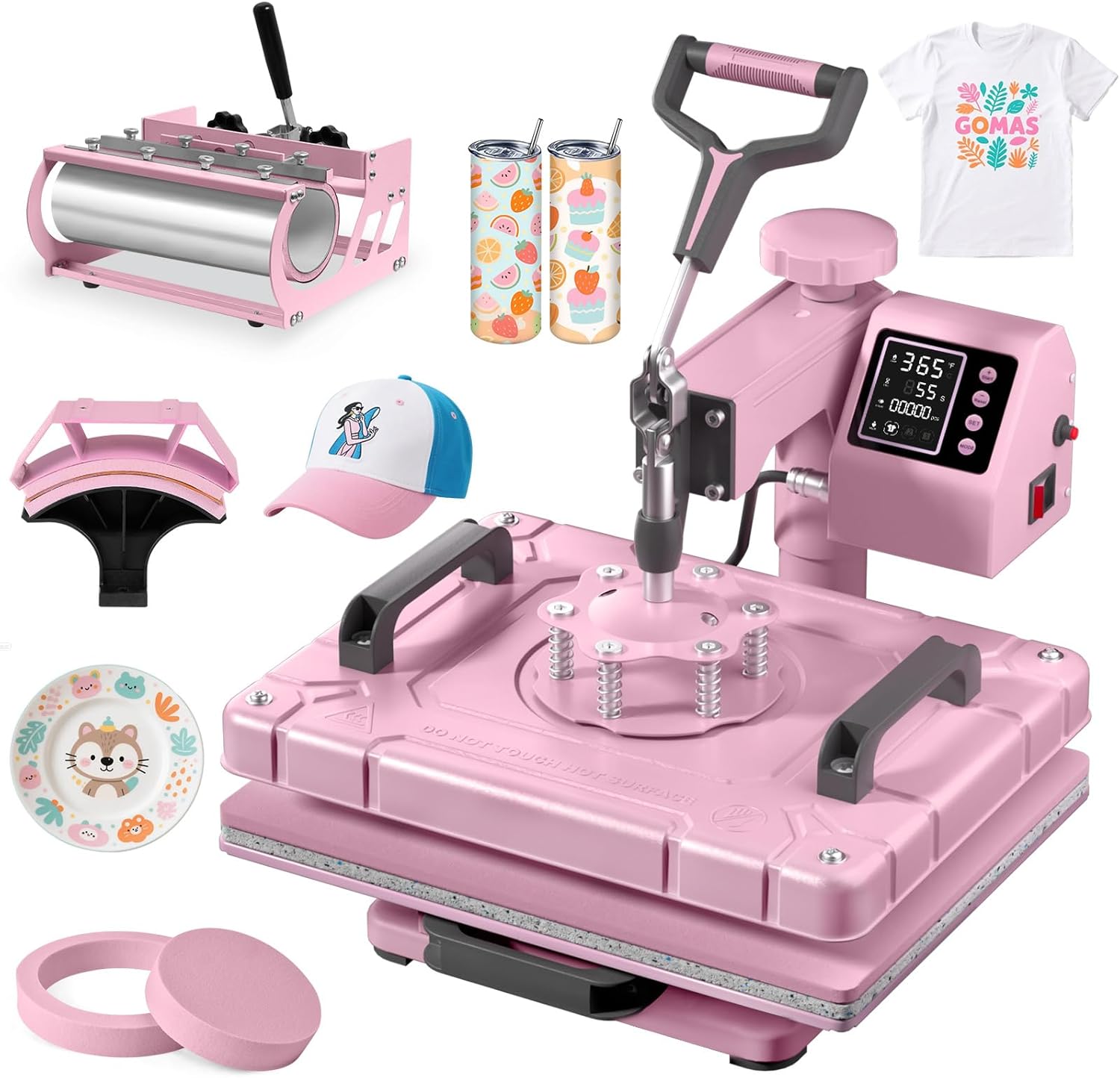 Slendor 5-in-1 Heat Press Machine, 12x15 Inch Sublimation Heat Press with 360° Swing Away, Digital T-Shirt Press with 20oz & 30oz Tumbler Press, Combo for T-Shirts, Hats, Caps & Plates