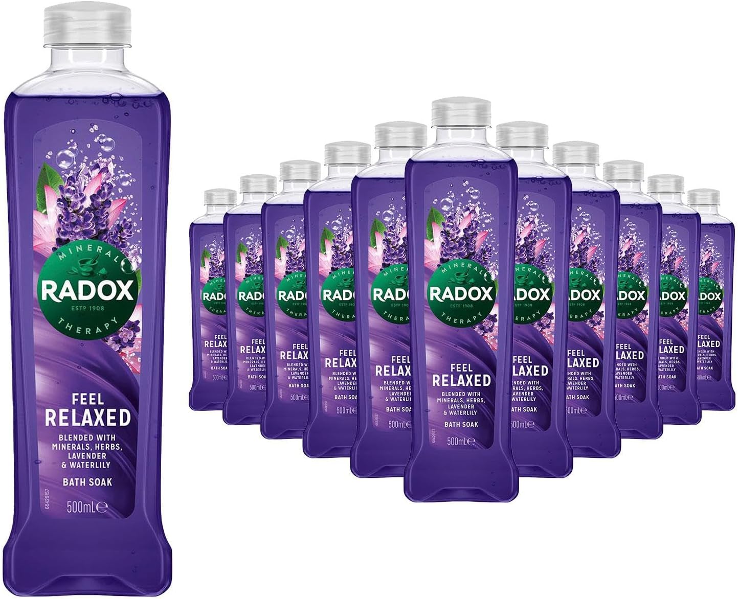 Radox Mineral Therapy Muscle Bath Soak Bubble Bath 500 ml, Bulk Buy (Pack of 24, Lavender and Waterlily)