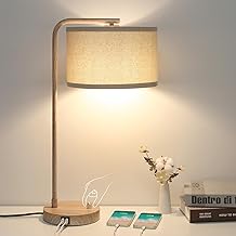 Farmhouse Table Lamp, Fully Dimmable Bedisde Lamp with Dual USB Charging Ports, Modern Nightstand Lamp, Tall Table Lamp Desk Reading Lamp for Living Room, Bedroom, Office, 9W LED Bulb Included