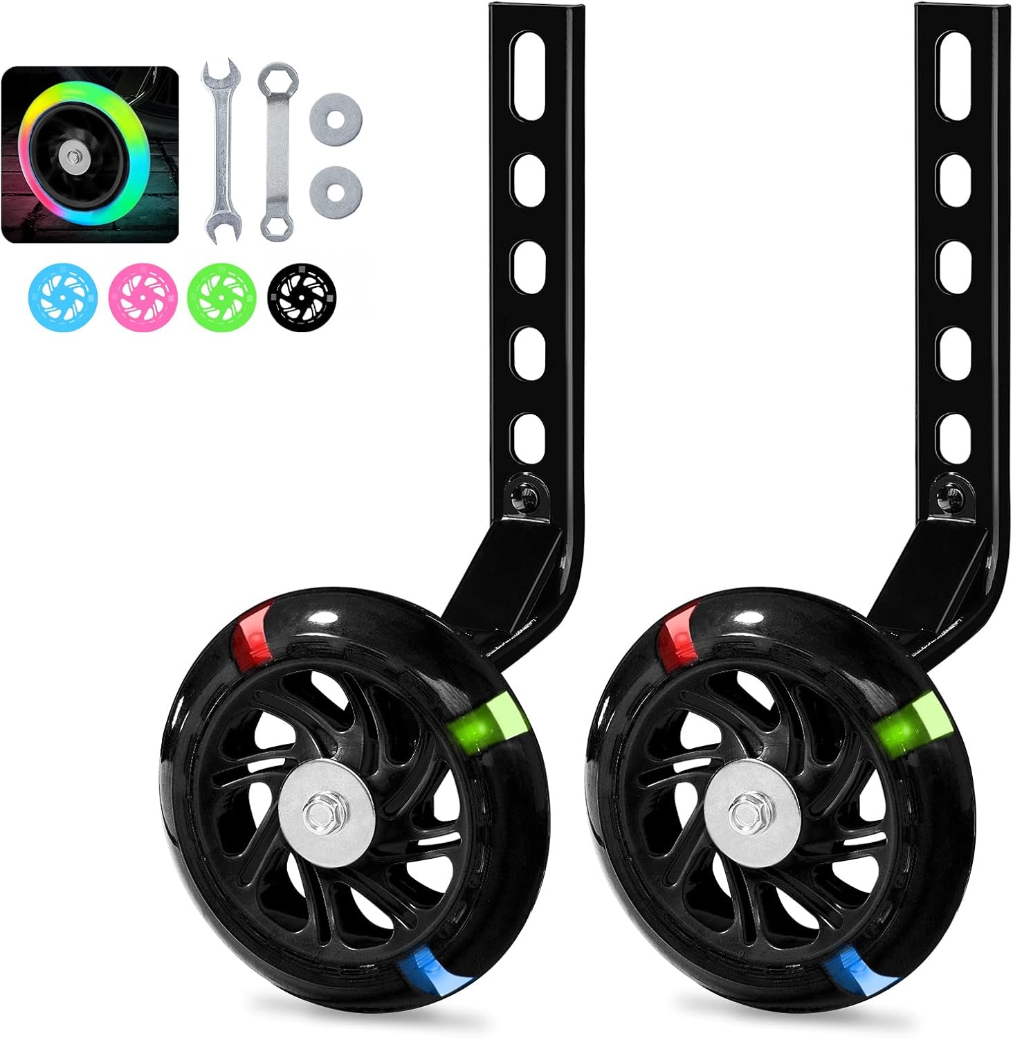 PRUNUS Flash BIKE Training Wheels for 14 16 18 20 Inch.Training Wheels for Kids Bike is Heavy Duty.Bicycle Training Wheels is Suitable Single Speed Bike