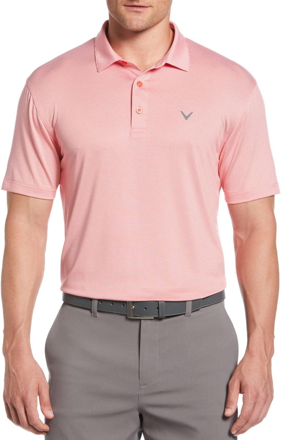 Callaway Men's Golf Polo Shirt | Performance Fabric | Moisture-Wicking Opti-Dri | Flexible Shoulder Seams | Golf Shirt - Sun Kissed Coral, Large