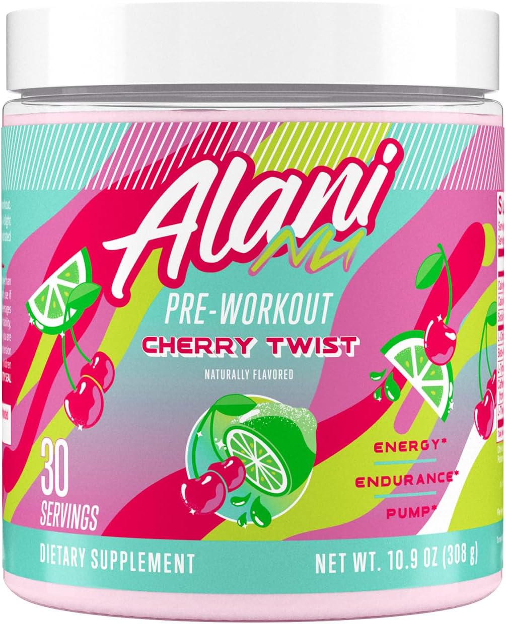 Alani Nu Pre Workout Powder Cherry Twist | Amino Energy Boost | Endurance Supplement | Sugar Free | 200mg Caffeine | L-Theanine, Beta-Alanine, Citrulline | 30 Servings
