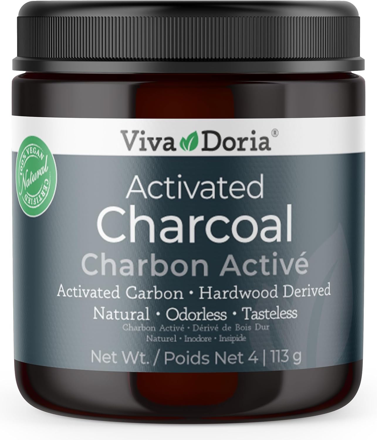 Viva Doria Activated Charcoal Powder, Hardwood Derived, Food Grade, 4 Oz