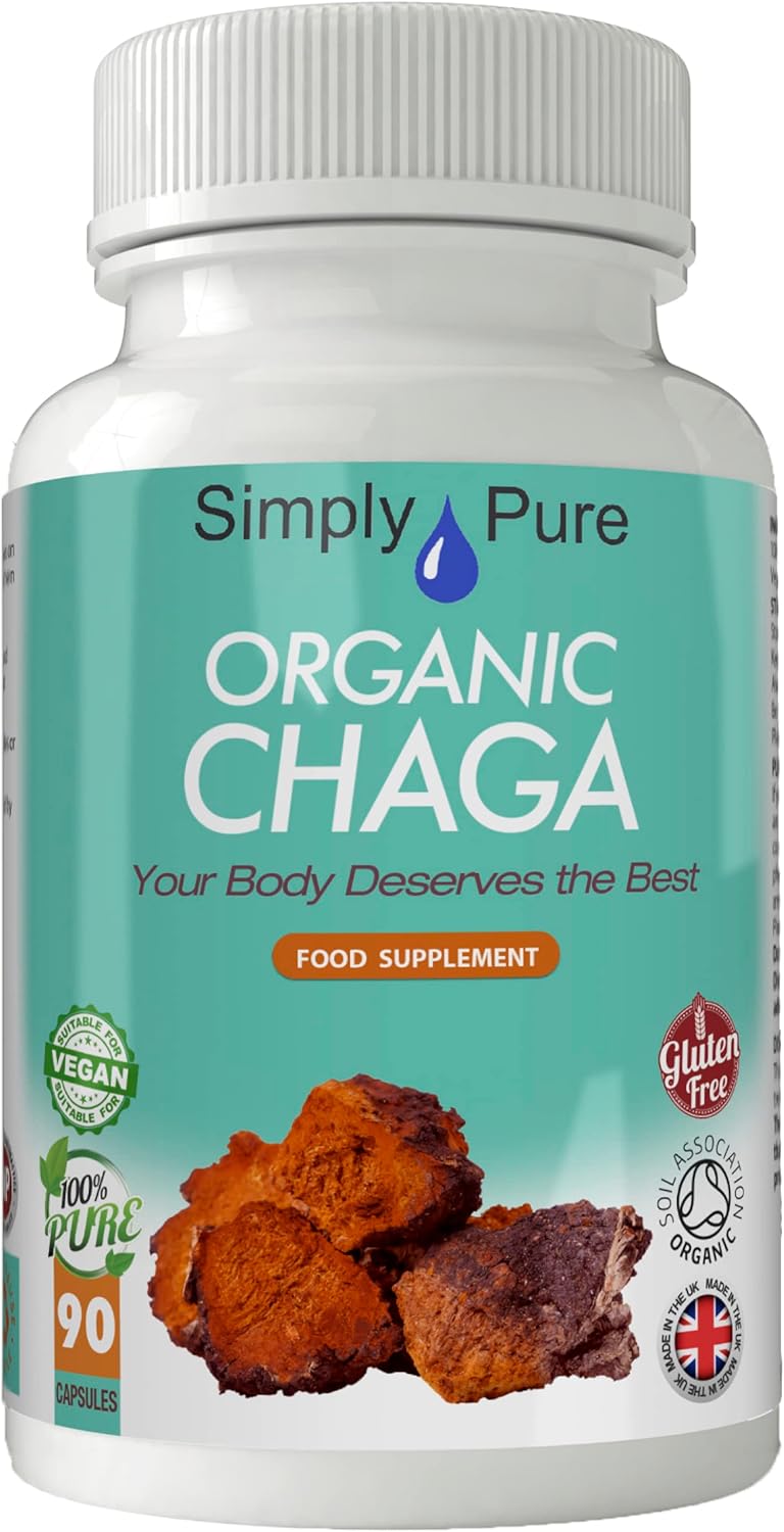 Organic Chaga Mushroom for Immunity and Antioxidant Boost | 500mg Capsules x 90 | 100% Pure Soil Association Certified | Gluten Free | GM Free | Vegan