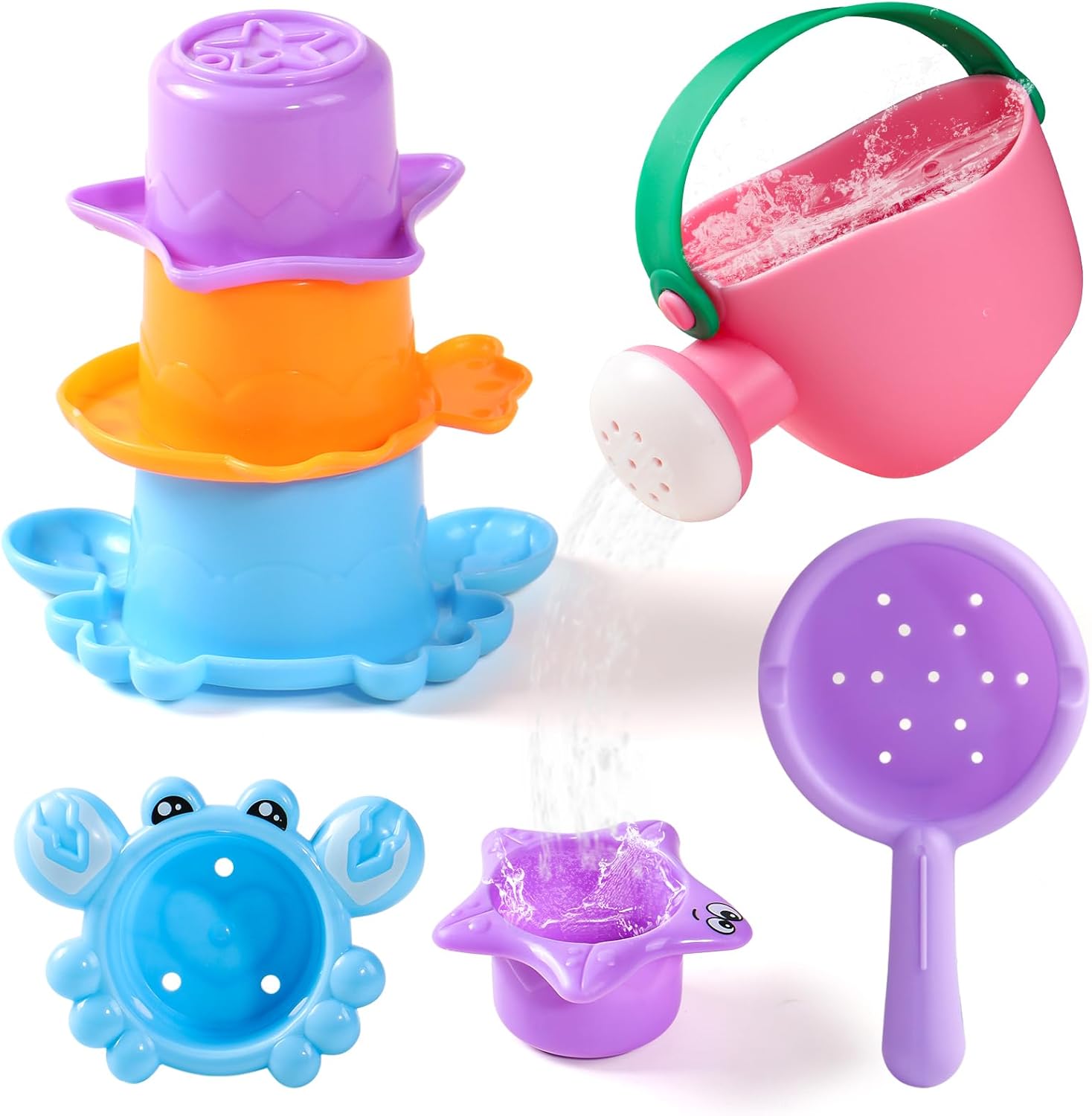 Baby Bath Toys for Kids Ages 1-3 5 PCS Toddler Bath Toys for 2-4 Bathtub Water Toys Baby Gifts (Color Random)
