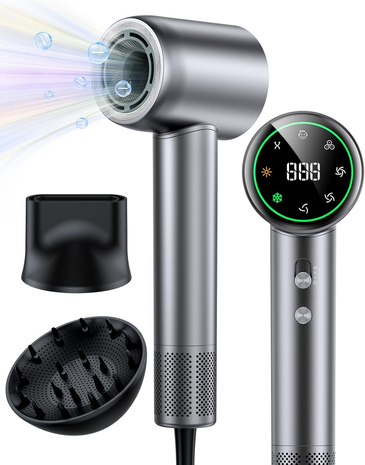 Hair Dryer,160000 RPM Brushless Motor Blow Dryer, 200 Million Negative Ionic, Low Noise Thermo-Control Professional Hair Dryer with Diffuser and Nozzle,Portable Hair Blow Dryer for Home Travel