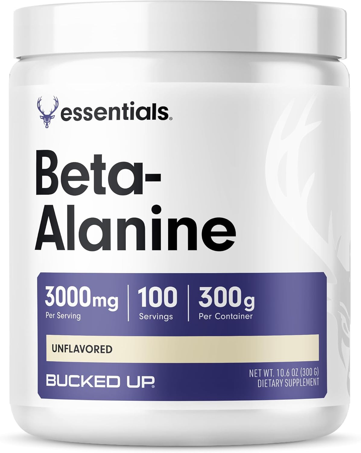 Bucked Up Beta Alanine 300mg Powder, Non-GMO, Gluten-Free, Unflavored (100 Servings)