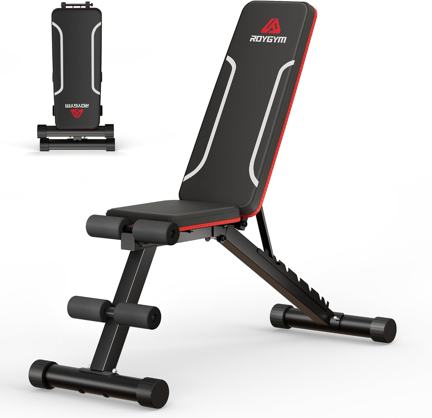 Roygym Adjustable Weight Bench, 9 Backrests Workout Bench with 300KG Weight Capacity for Full Body Workout, Foldable Incline/Decline Bench Press for Home Gym