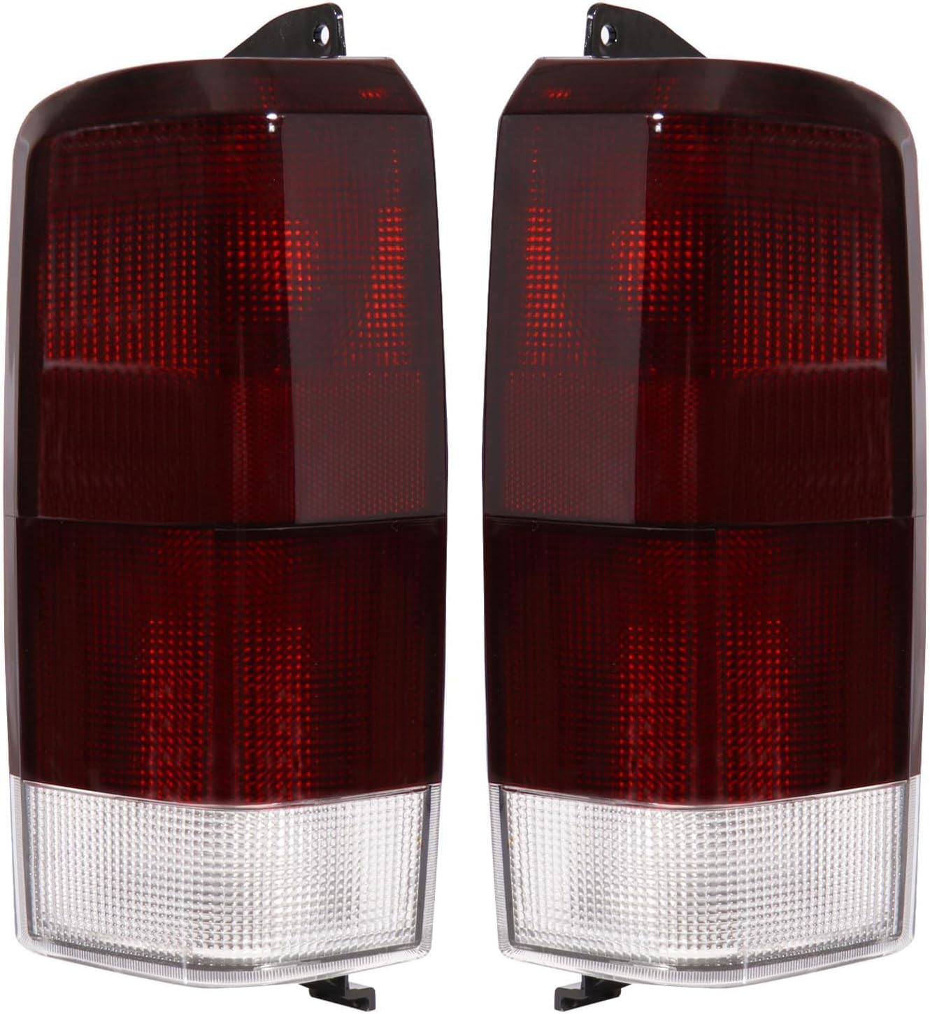 Tail Lights Assembly Compatible with 1997-2001 Jeep Cherokee, Rear Light Taillights Replacement # CH2800128 CH2801128 (Dark Red/Smoked Lens)