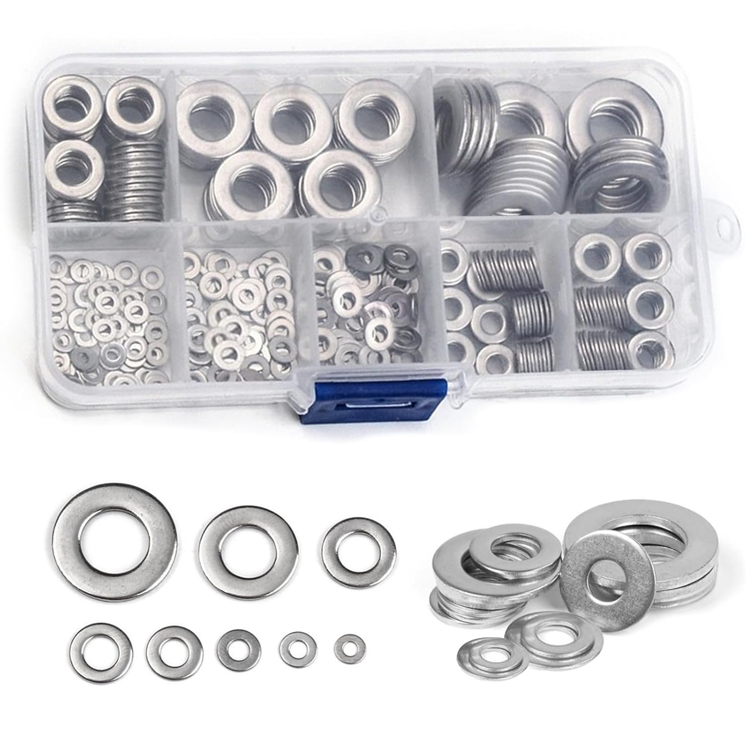Washers for Screws Bolts Set 180Pcs Metal Stainless Steel Washers Assorted Flat Repair Bolt Washer for Screws M2 M2.5 M3 M4 M5 M6 M8 M10