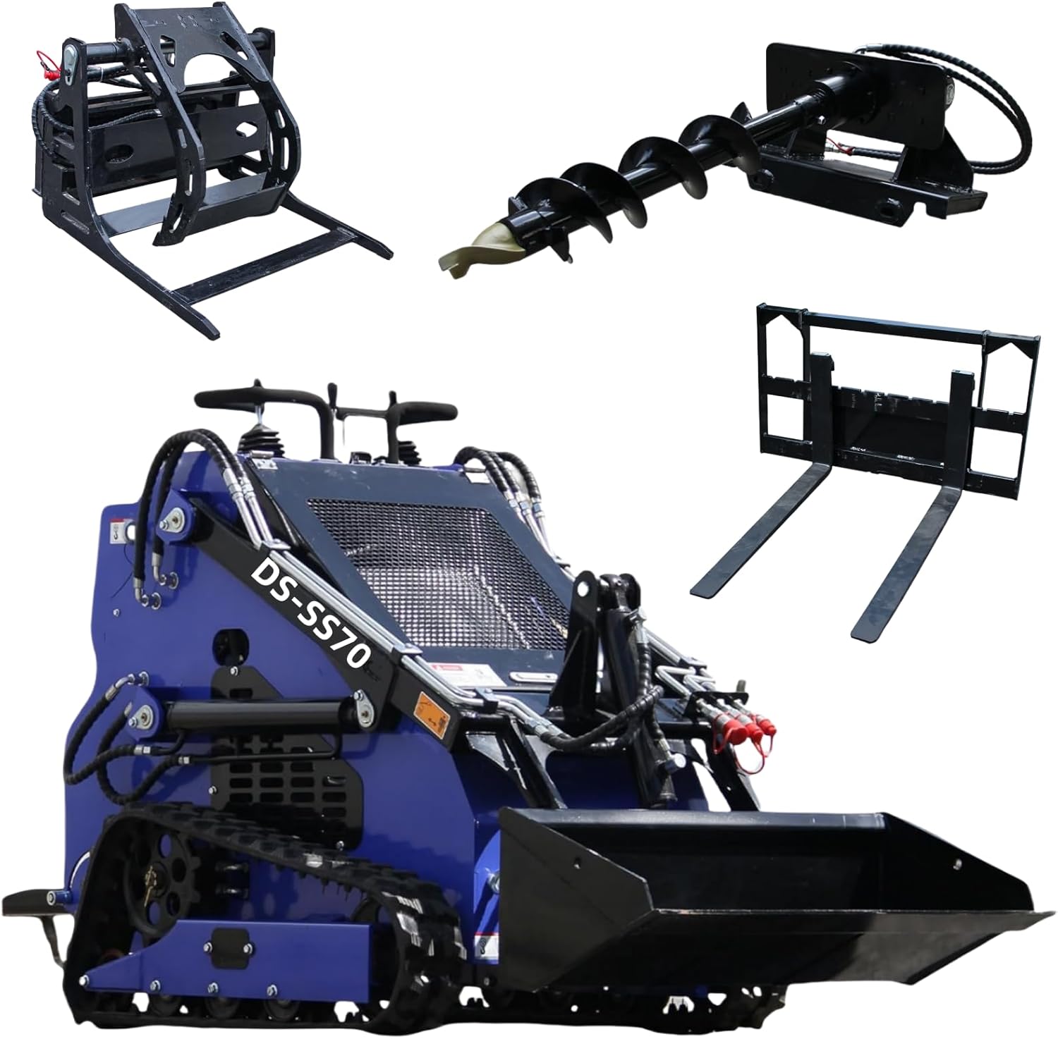 Crawler 22 HP Double Cooling Mini Skid Steer Loader, with Air Cooler, Engine Fan, Match Skid Steer Attachments, Pallet Forks, Log Grapple, Auger, Track Loader for Construction, Farm