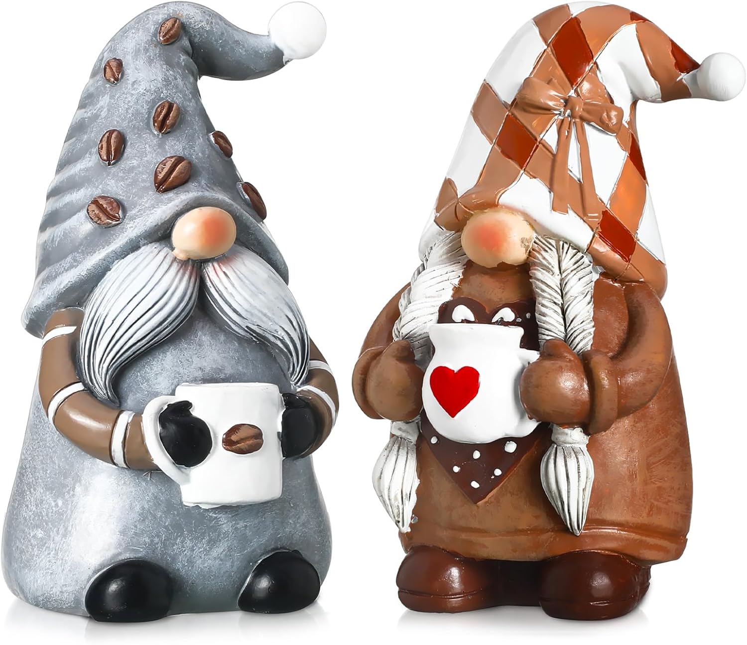 Chunful 2 Pack Coffee Gnomes Figurines Coffee Bar Decor Accessories Spring Summer Coffee Gnomes Gifts Cute Resin Decorations for Home Swedish Elf Dwarf Tomte Tiered Tray Collectible Decor