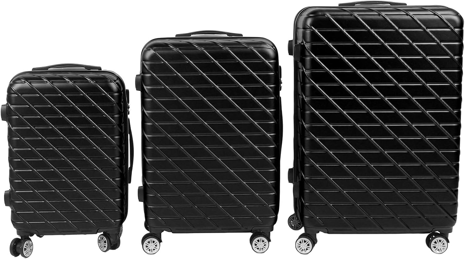 Plyisty Luggage Set, 3 -Part Set of Suitcase TSA Lock 20in 24in 28in ABS ABS Aluminum Alloy for Travel for Travel (Black)
