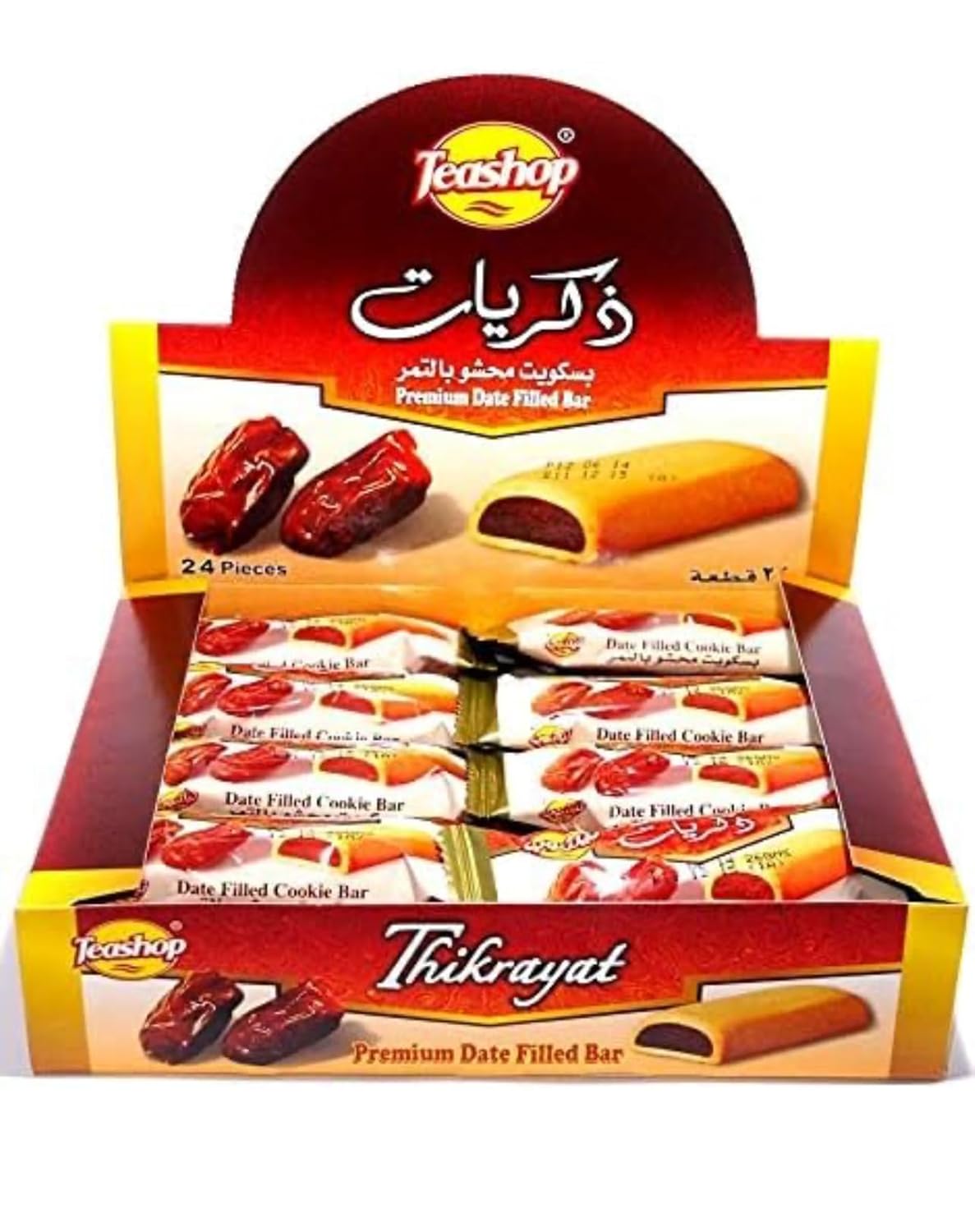 Teashop-Thikrayat Premium Date Filled Bar, 24 Count