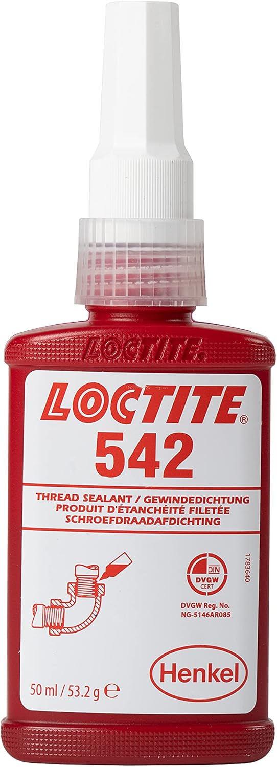 LOCTITE 542, Medium Strength Industrial Adhesive for Thread Sealing, Universal Liquid Adhesive Thread Sealant for Hydraulic and Pneumatic Systems, 50ml
