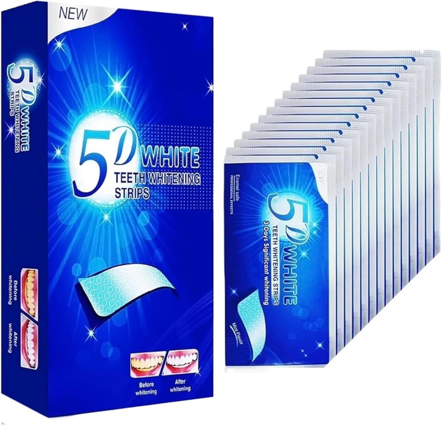 Premium Teeth Whitening Strips, 28 Piece Tooth Whitening Pack for 14 Treatments, Safe On Enamel, Easy to Use Home Tooth Whiten kit, Advanced 5D Technology Teeth Whiten Kit