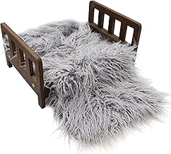 SPOKKI Newborn Photography Props Bed，0-2 Months Brown Wooden Posing Baby Photoshoot Props Bed, Boys Girls Doll Bed Studio Props with Box for Newborn Photoshoot (B)